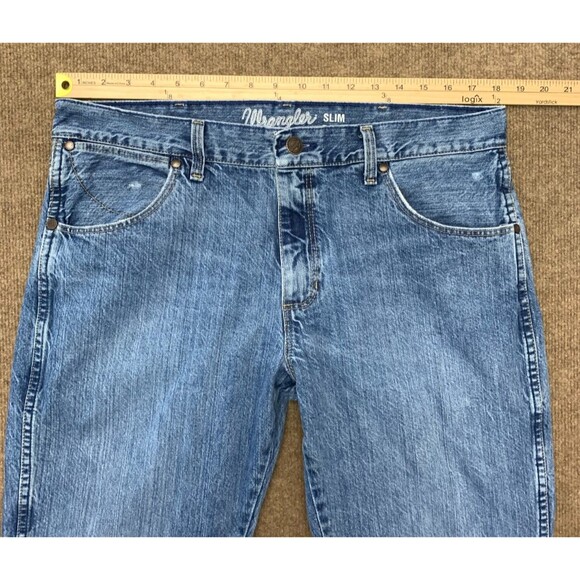 Wrangler Jeans Mens 35x30 Retro Slim Bootcut Western Cotton Workwear Denim - Picture 4 of 10